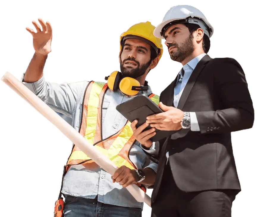 Experts et ingénieurs sur chantier